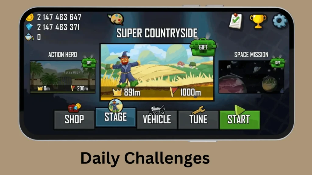 Daily challenges in Hill Climb Racing For IOS