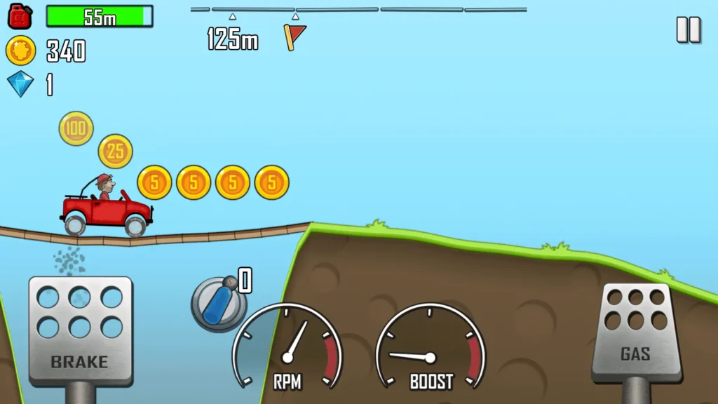 Get coins and gems in Hill Climb Racing APK