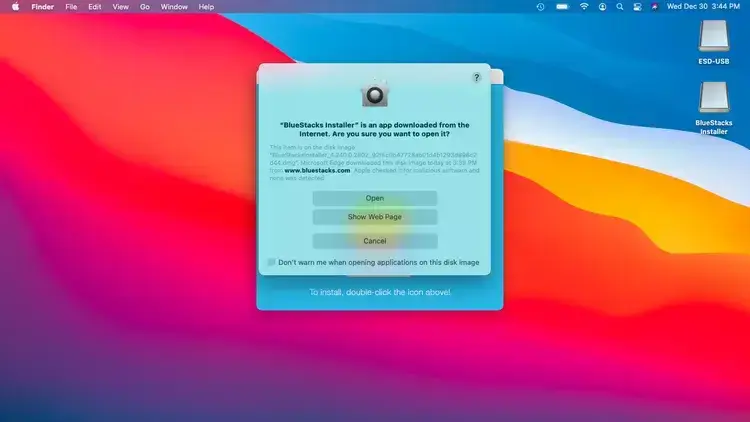Click Open the Bluestaks on Mac