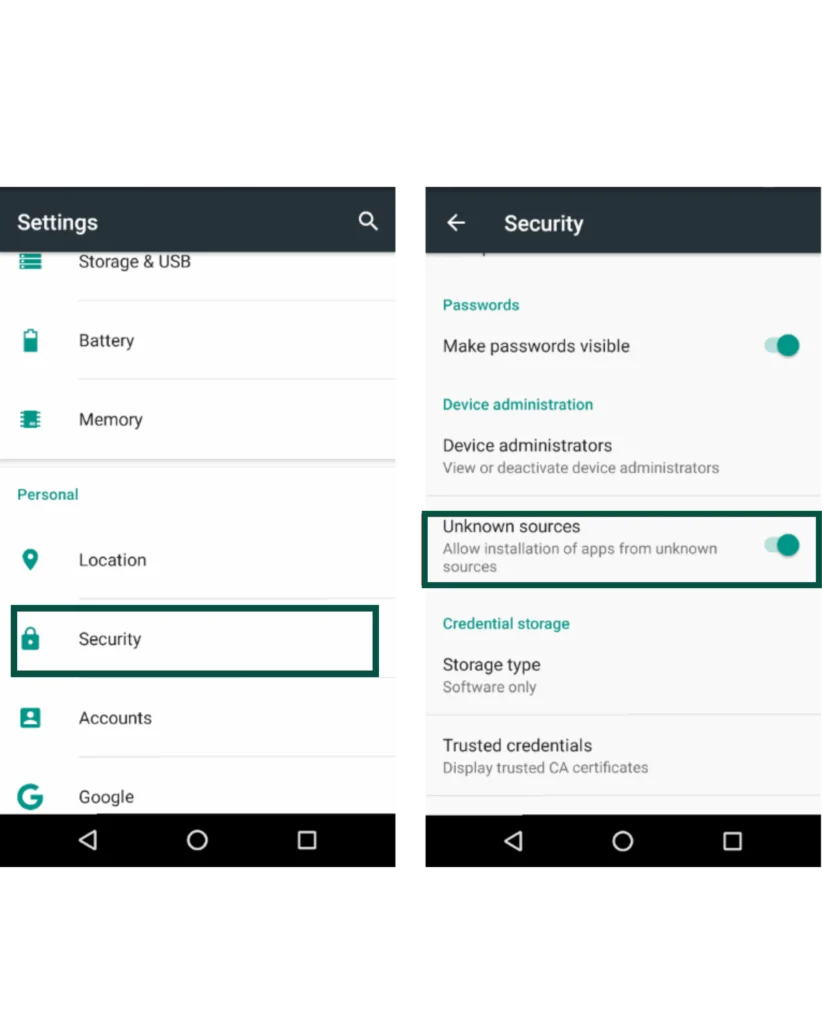 Unkown resources android setting