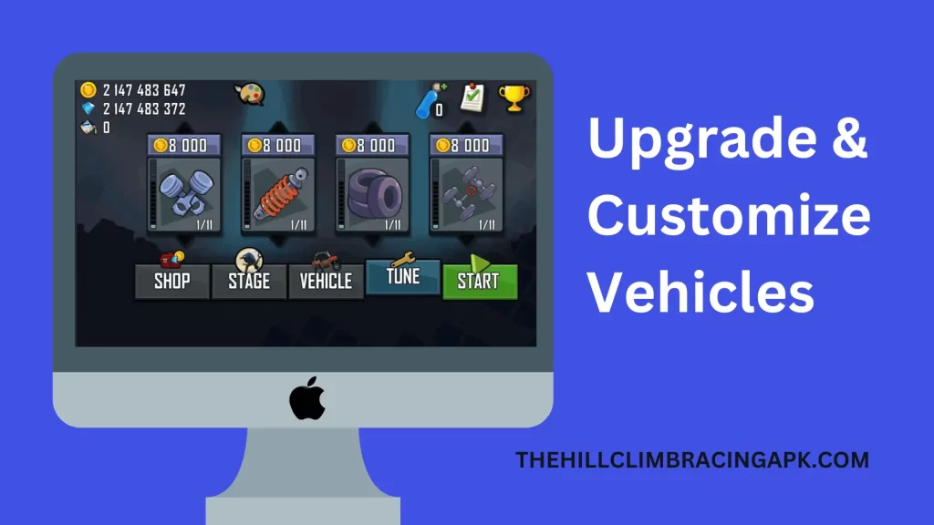 Upgrade and Customize vehicles in Hill Climb Racing 2 For Mac