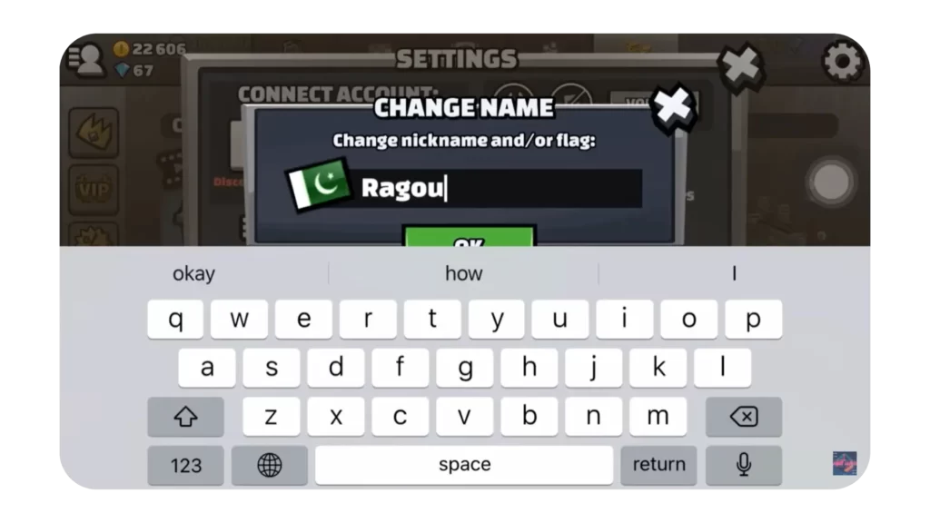 How to change the name in hill climb racing 2